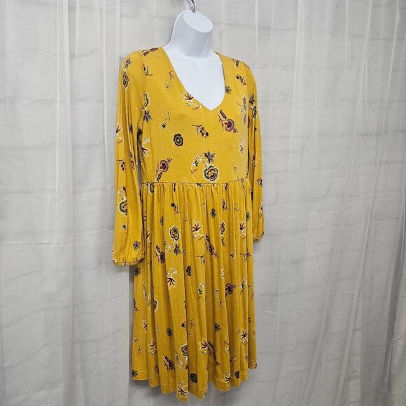 Old Navy Mustard Yellow Floral Boho Dress Festival Peasant M - Picture 6 of 12